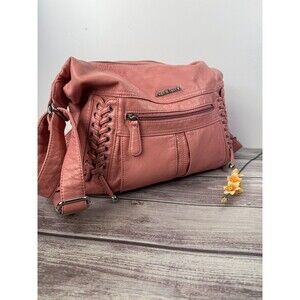 Pink and Silver Slouchy Shoulder Bag with Tassels